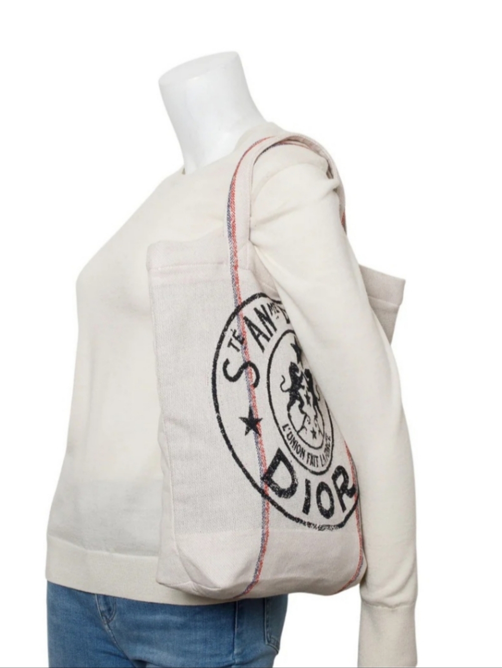 Christian Dior Ivory Canvas L'Union Fait La Force Tote Bag Union Print Cruise